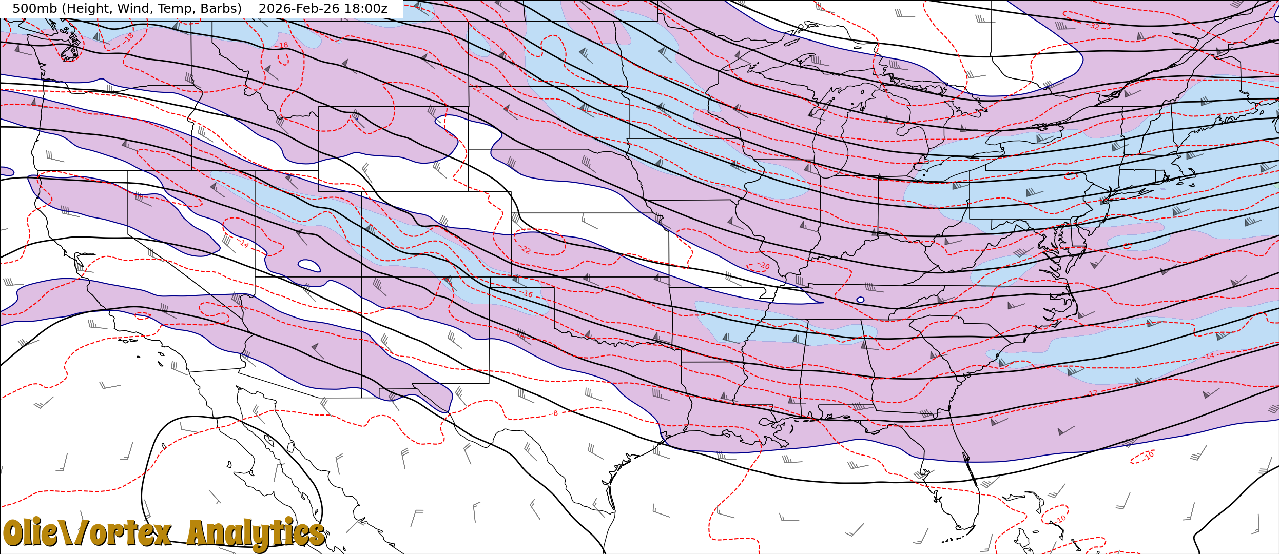 500mb (Height, Wind, Temp, Barbs)