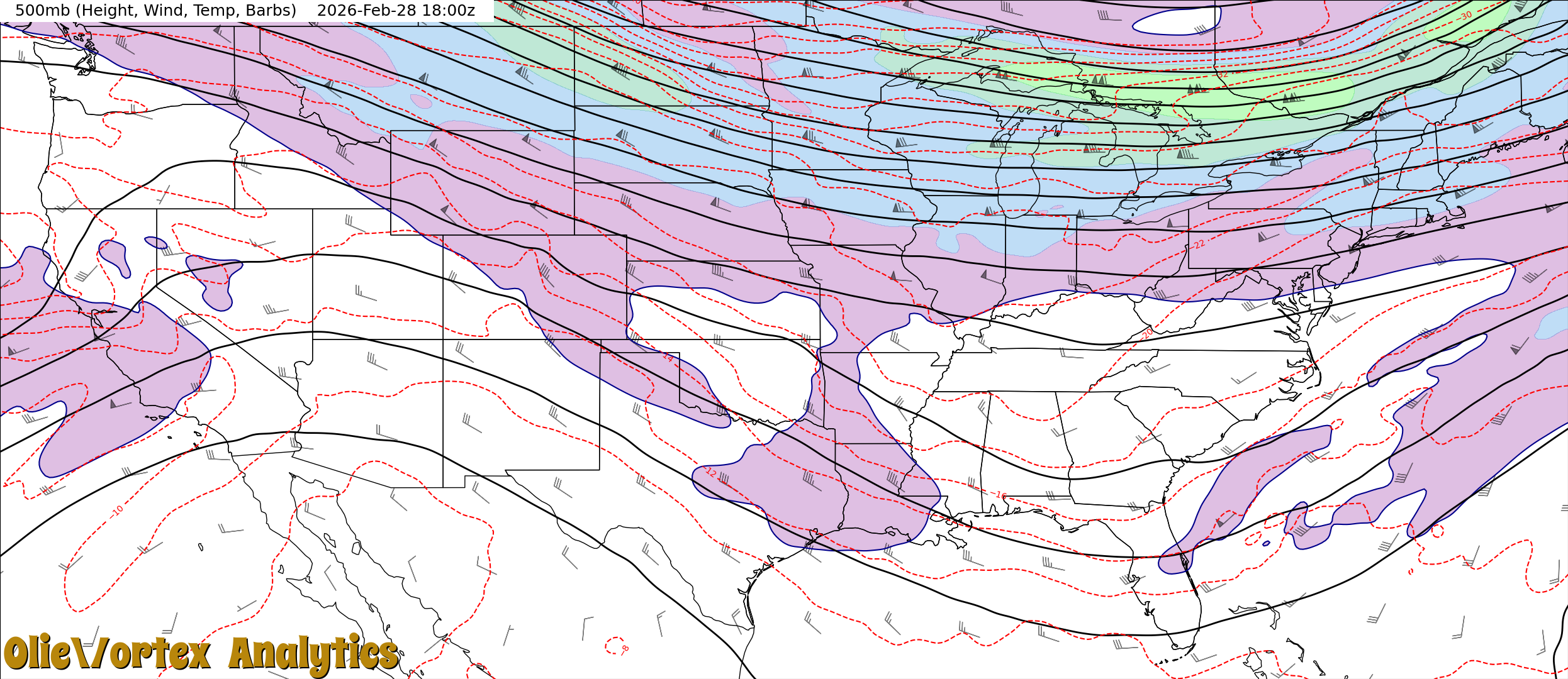 500mb (Height, Wind, Temp, Barbs)