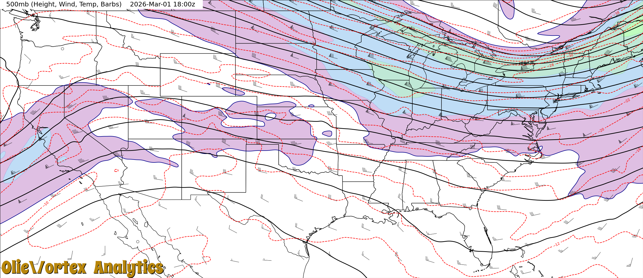500mb (Height, Wind, Temp, Barbs)