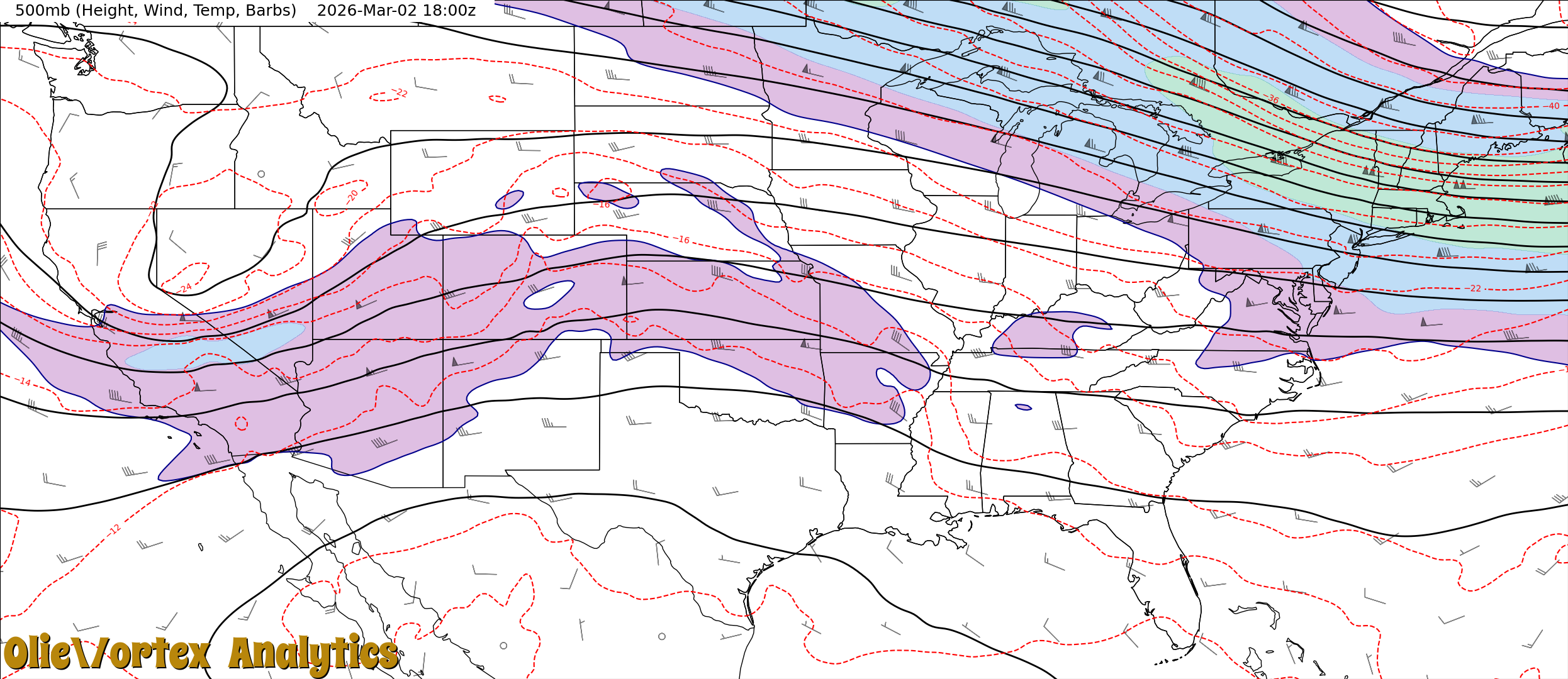 500mb (Height, Wind, Temp, Barbs)