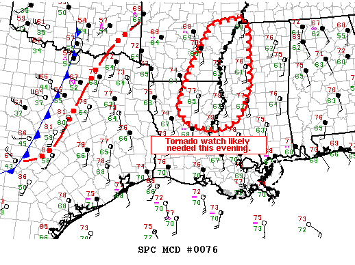 Mesoscale Discussion 76