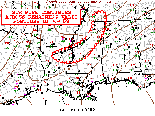 Mesoscale Discussion 282