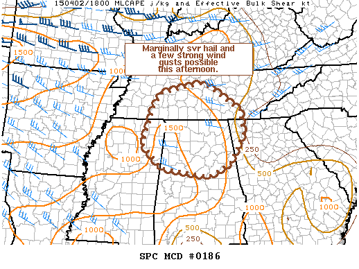 Mesoscale Discussion 186