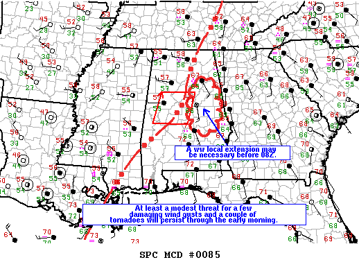 Mesoscale Discussion 85
