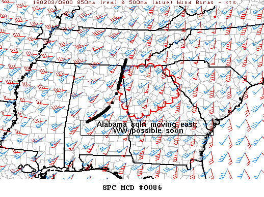 Mesoscale Discussion 86