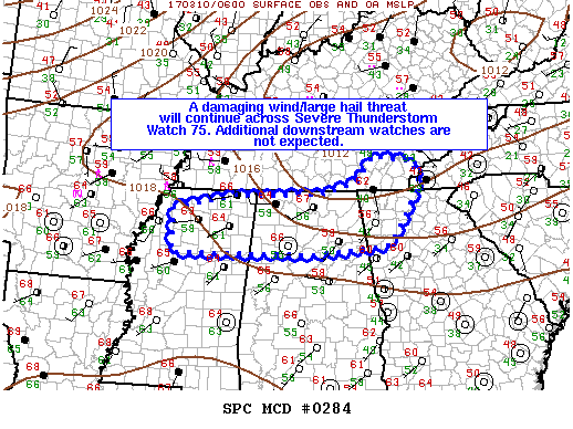 Mesoscale Discussion 284
