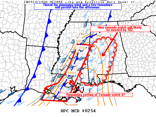 Mesoscale Discussion 254