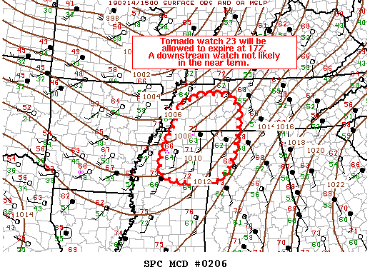 Mesoscale Discussion 206