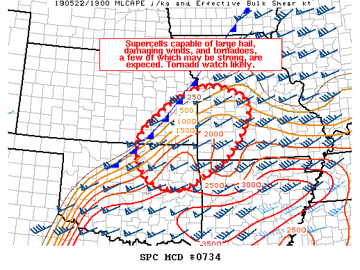 Mesoscale Discussion 734