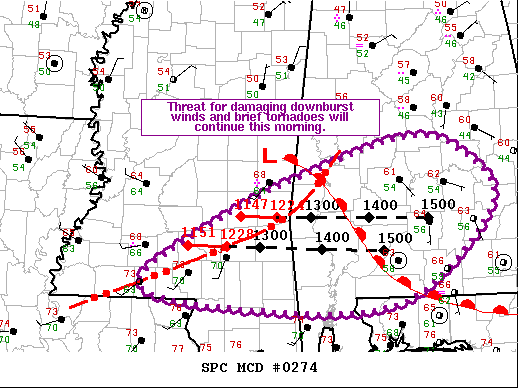 Mesoscale Discussion 274