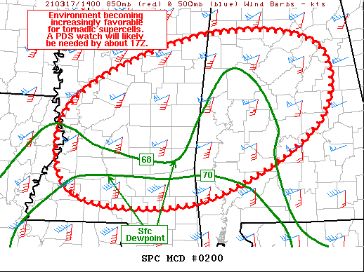 Mesoscale Discussion 200