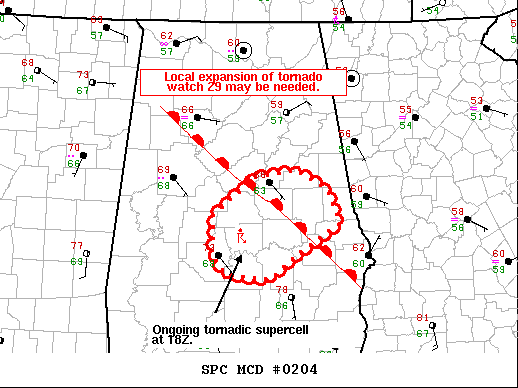 Mesoscale Discussion 204