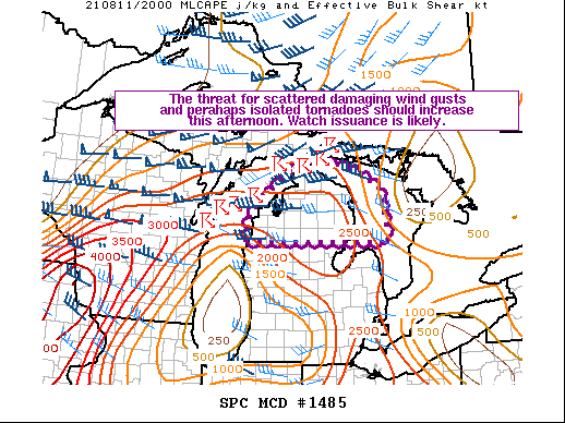 Mesoscale Discussion 1485