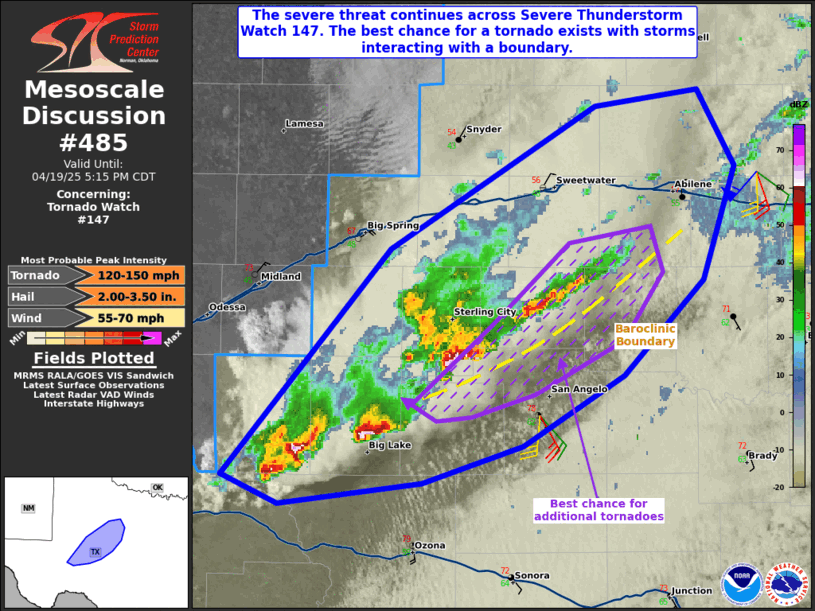 Mesoscale Discussion 485